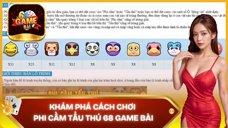 4 bước chơi Phi Cầm Tẩu Thú 68 Game Bài